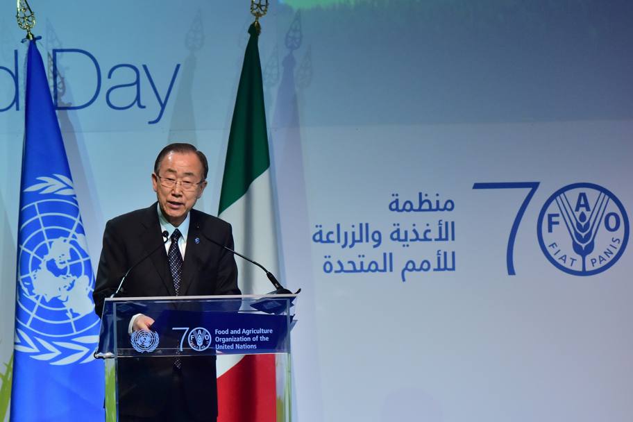 Ban Ki-Moon, nel settantesimo anniversario dalla fondazione della Fao, ha sottolineato l&#39;intenzione di 